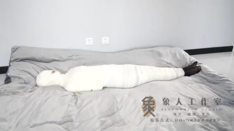Beautiful Girlfriend Wrapped In White Bandage